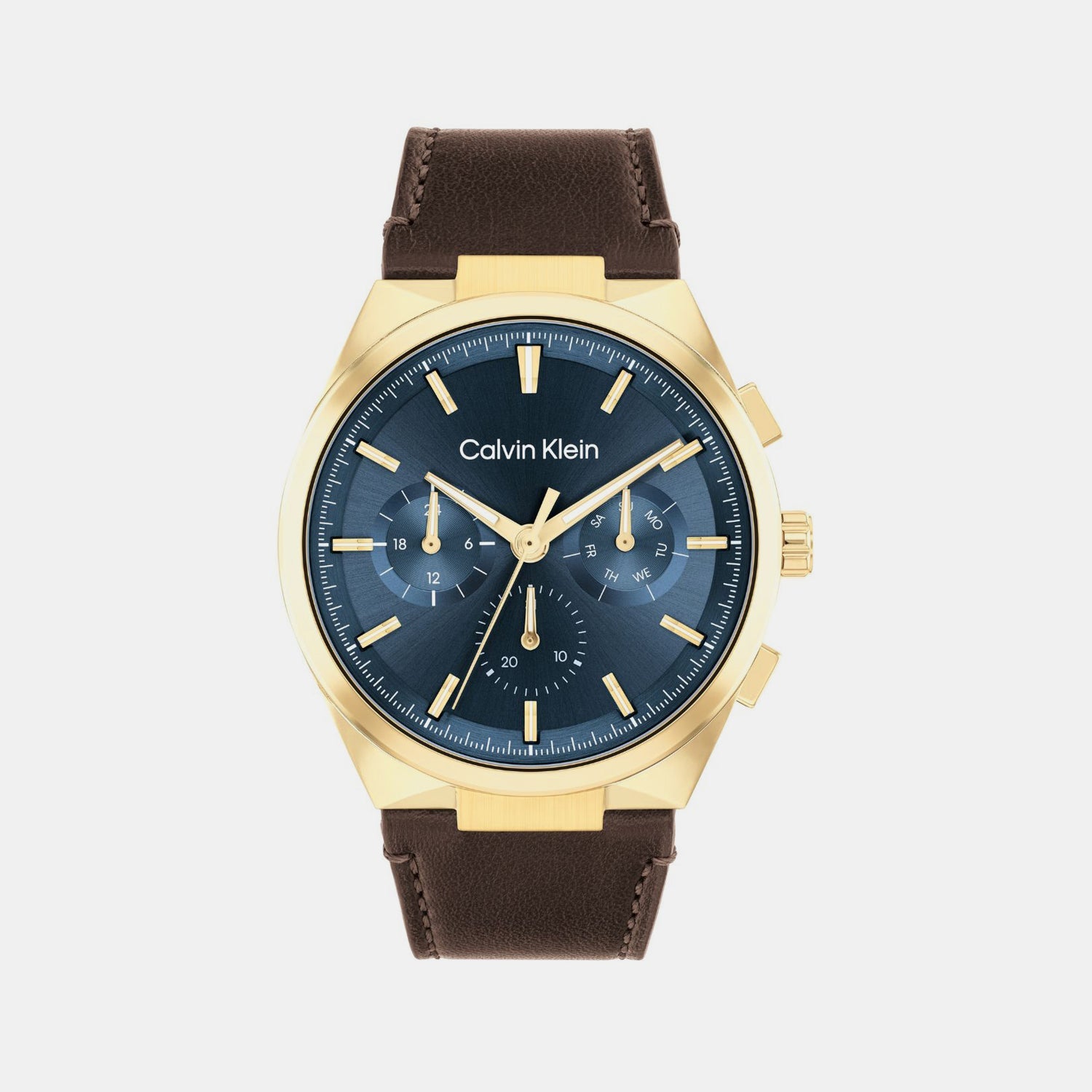 Distinguish Men Quartz Blue Dial Multi-Function Leather Watch 25200445