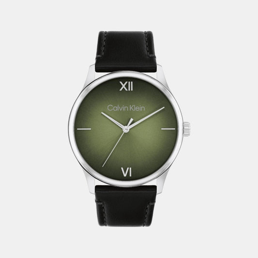 Ascend Men Quartz Green Dial Analog Leather Watch 25200454