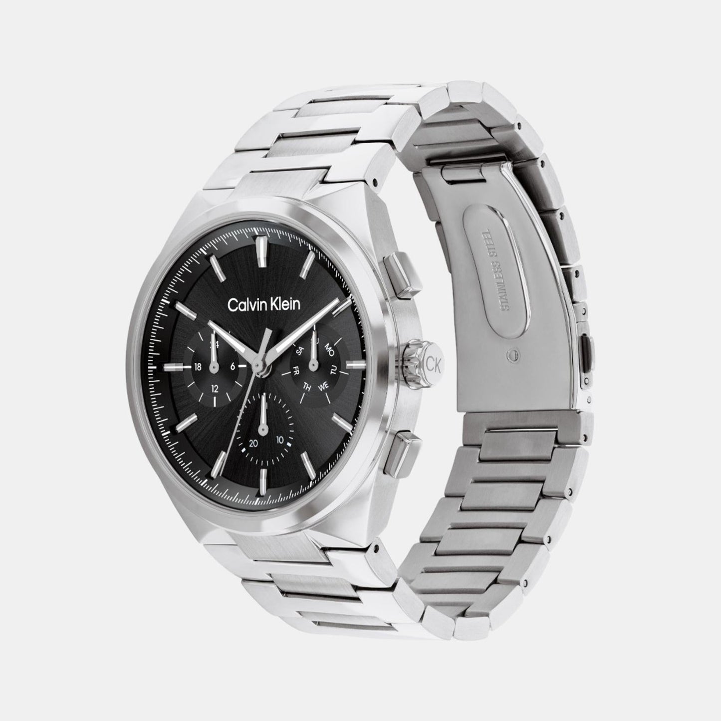 Distinguish Men Quartz Black Dial Chronograph Stainless Steel Watch 25200459