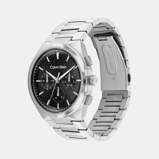 Distinguish Men Quartz Black Dial Chronograph Stainless Steel Watch 25200459