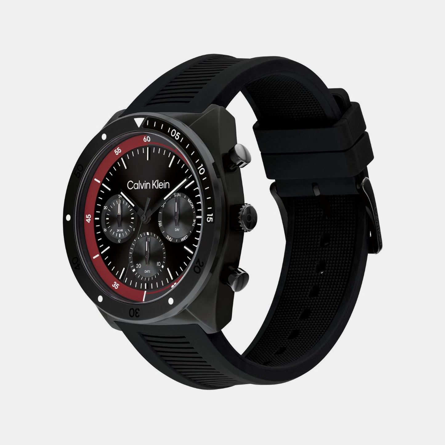 Ck Flex Men Quartz Black Dial Chronograph Silicone Watch 25200467
