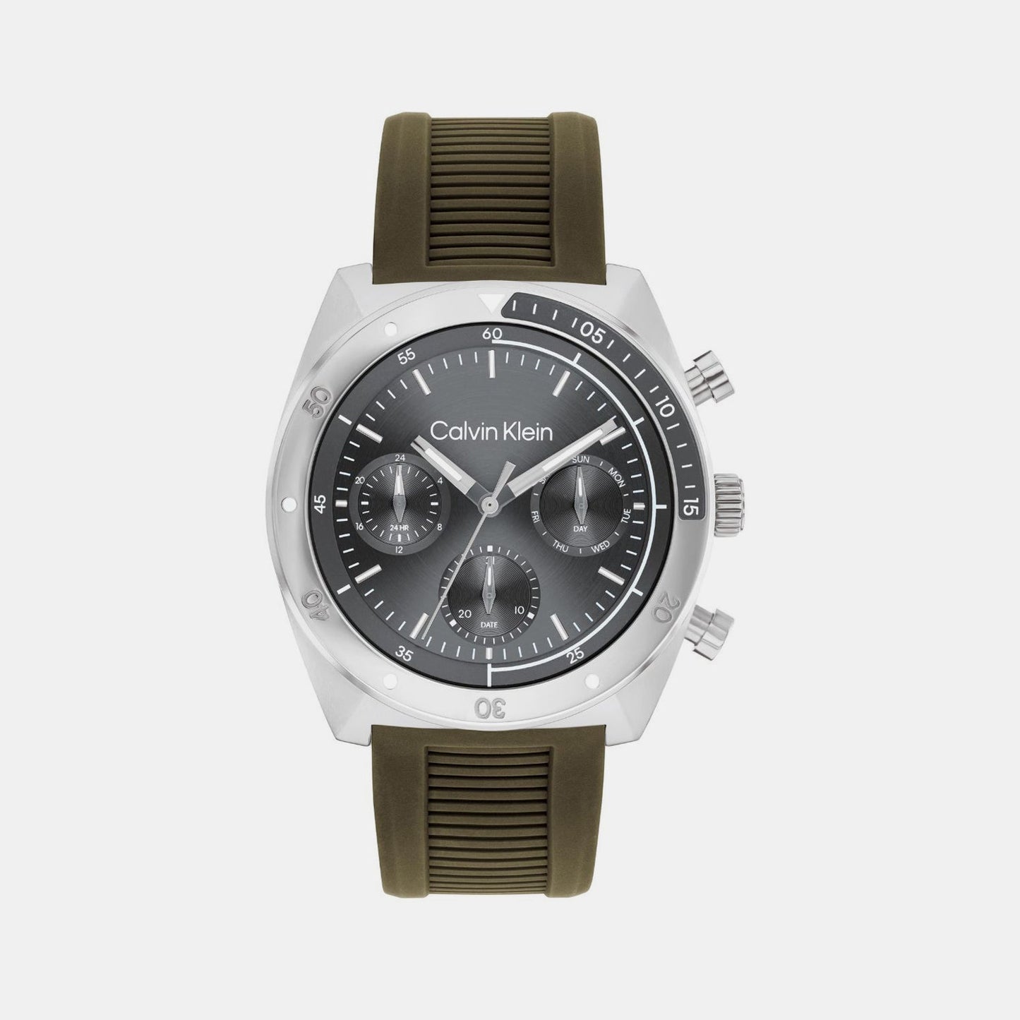 Ck Flex Men Quartz Grey Dial Chronograph Silicone Watch 25200469