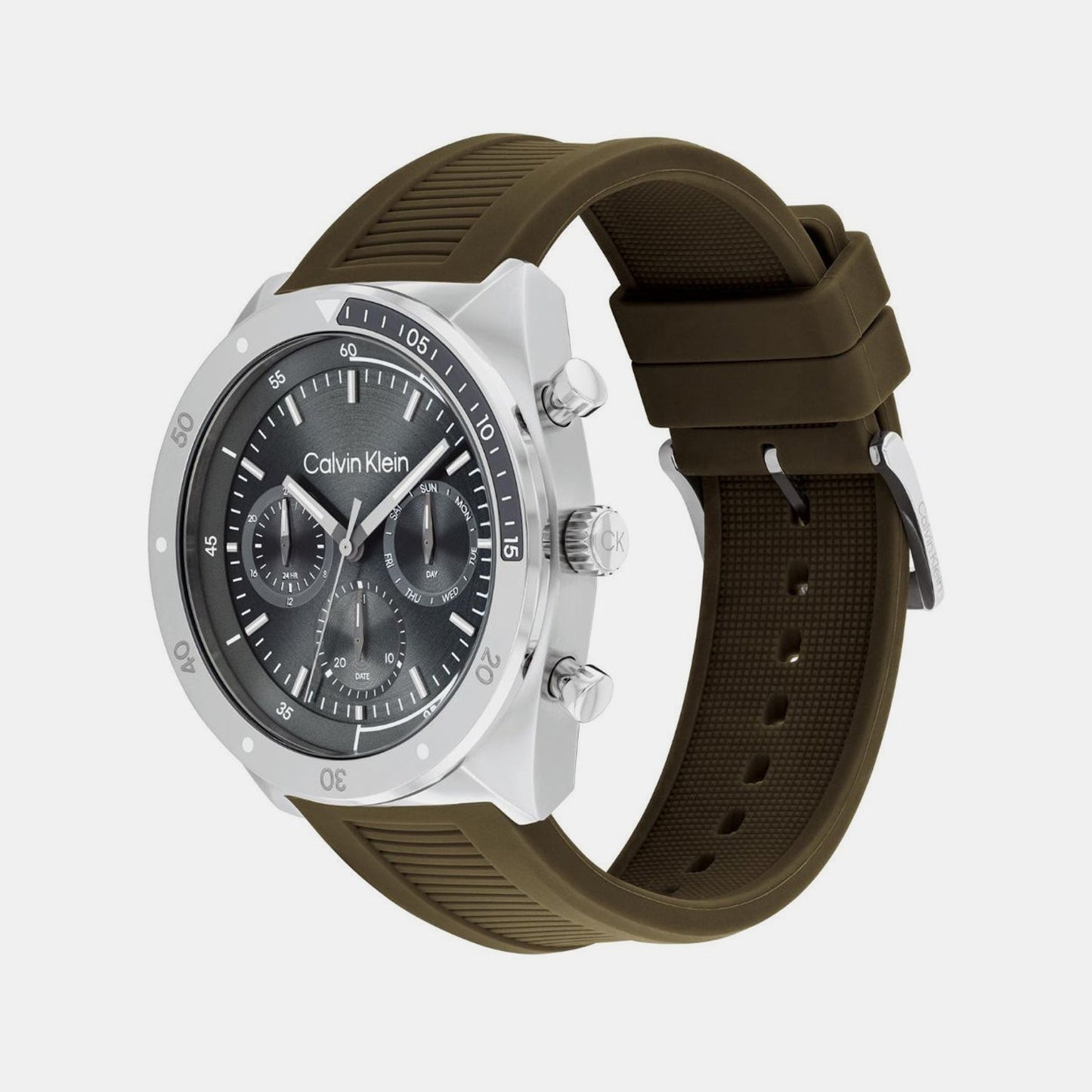 Ck Flex Men Quartz Grey Dial Chronograph Silicone Watch 25200469