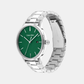Linked Bracelet Men Quartz Green Dial Analog Stainless Steel Watch 25200478
