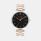 Linked Bracelet Men Quartz Black Dial Analog Stainless Steel Watch 25200479