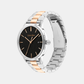 Linked Bracelet Men Quartz Black Dial Analog Stainless Steel Watch 25200479