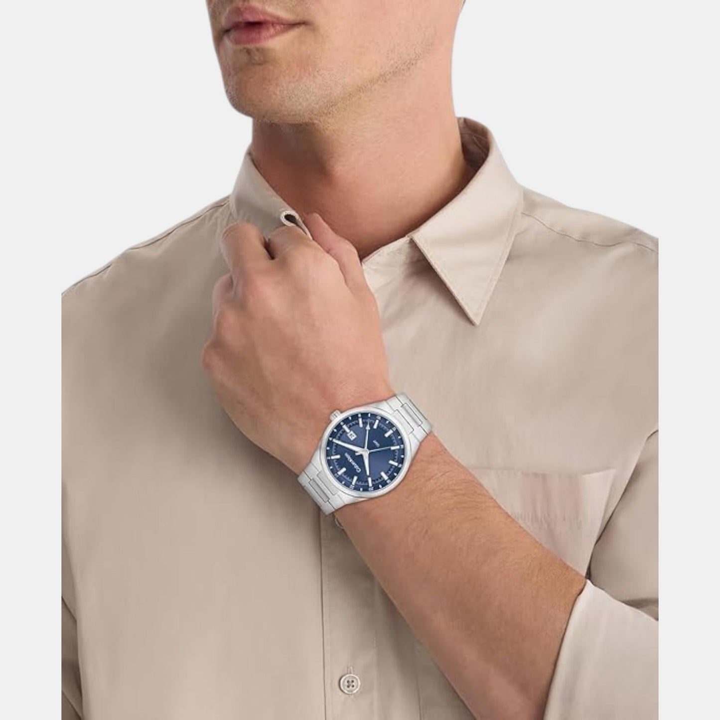 Distinguish Men Quartz Blue Dial Analog Stainless Steel Watch 25200488