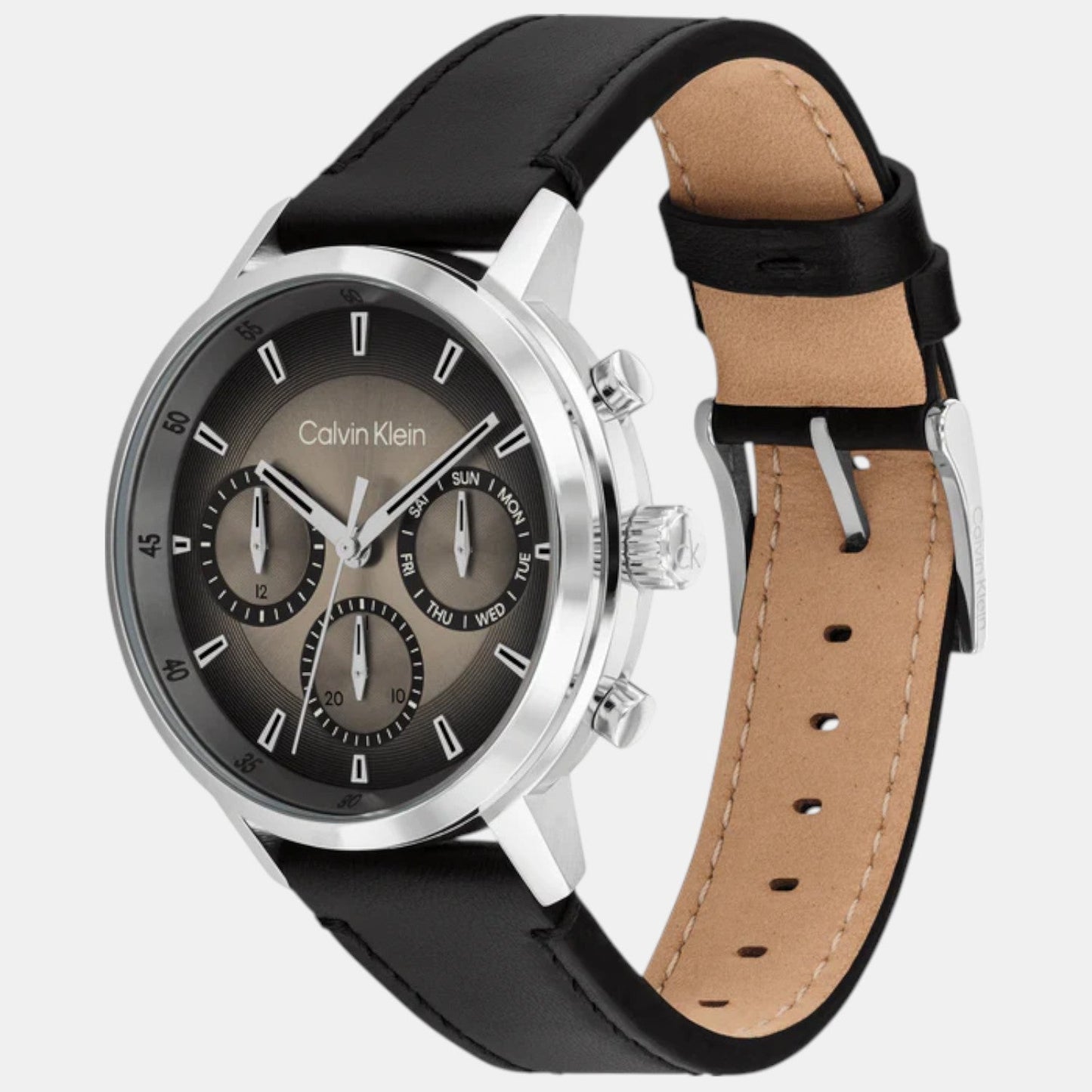 Gauge Men Quartz Brown Dial Multi-Function Leather Watch 25200496