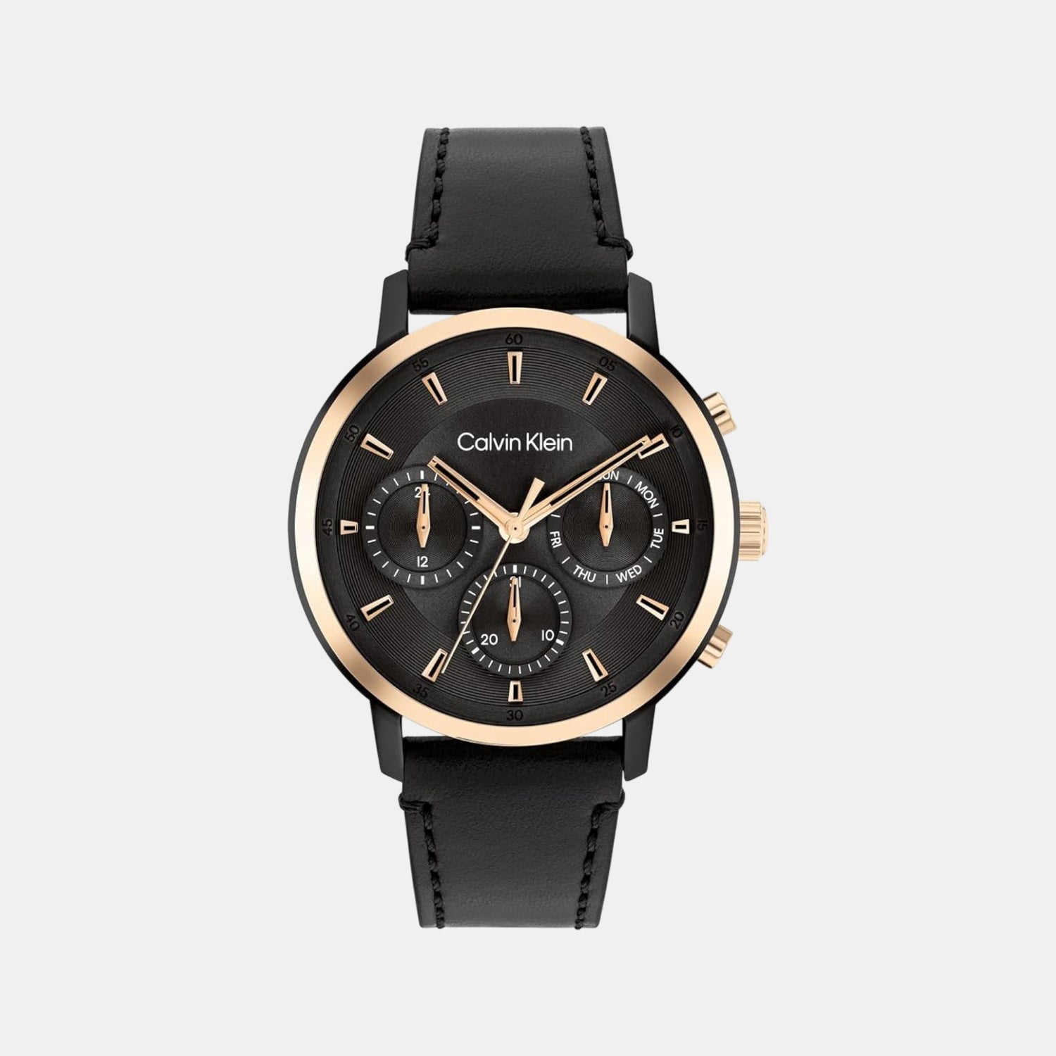 Gauge Men Quartz Black Dial Multi-Function Leather Watch 25200499