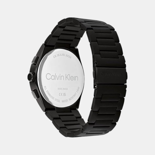 Distinguish Men Quartz Black Dial Multi-Function Stainless Steel Watch 25200505
