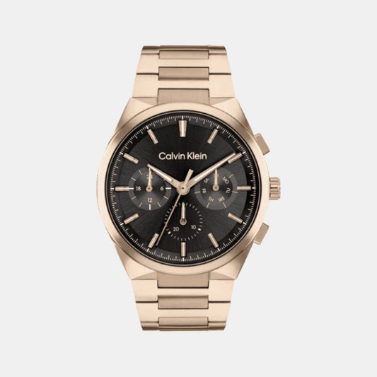 Distinguish Men Quartz Black Dial Multi-Function Stainless Steel Watch 25200506