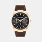 Distinguish Men Quartz Black Dial Multi-Function Leather Watch 25200507