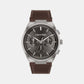 Distinguish Men Quartz Grey Dial Multi-Function Leather Watch 25200508