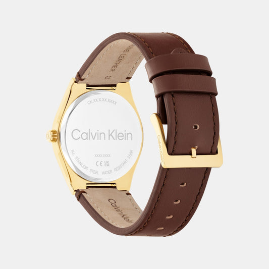 Ck Motion Men Quartz White Dial Multi-Function Leather Watch 25200523
