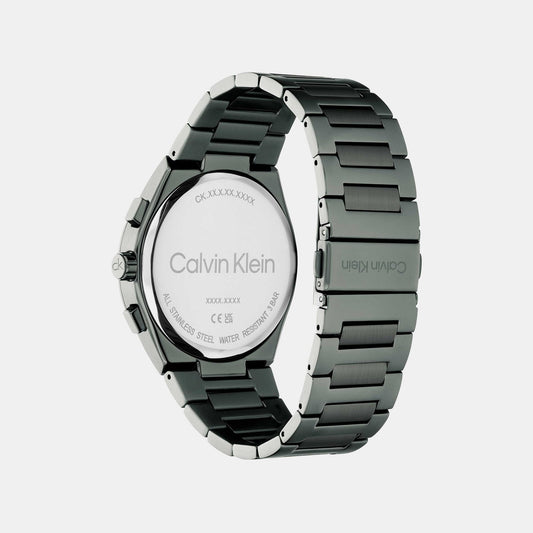 Distinguish Men Quartz Green Dial Multi-Function Stainless Steel Watch 25200535