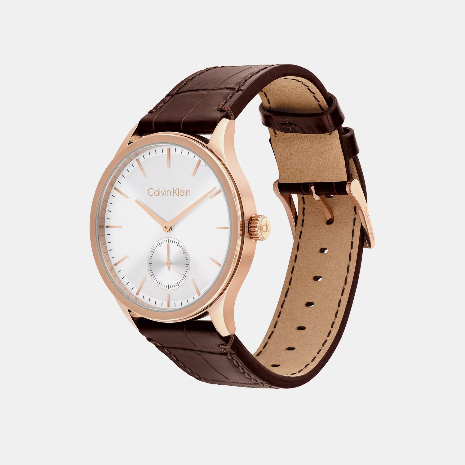 Ck Tailored Men Quartz Silver Dial Analog Leather Watch 25200553