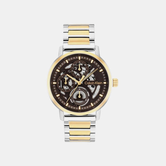 Gauge Men Quartz Brown Dial Multi-Function Stainless Steel Watch 25200564