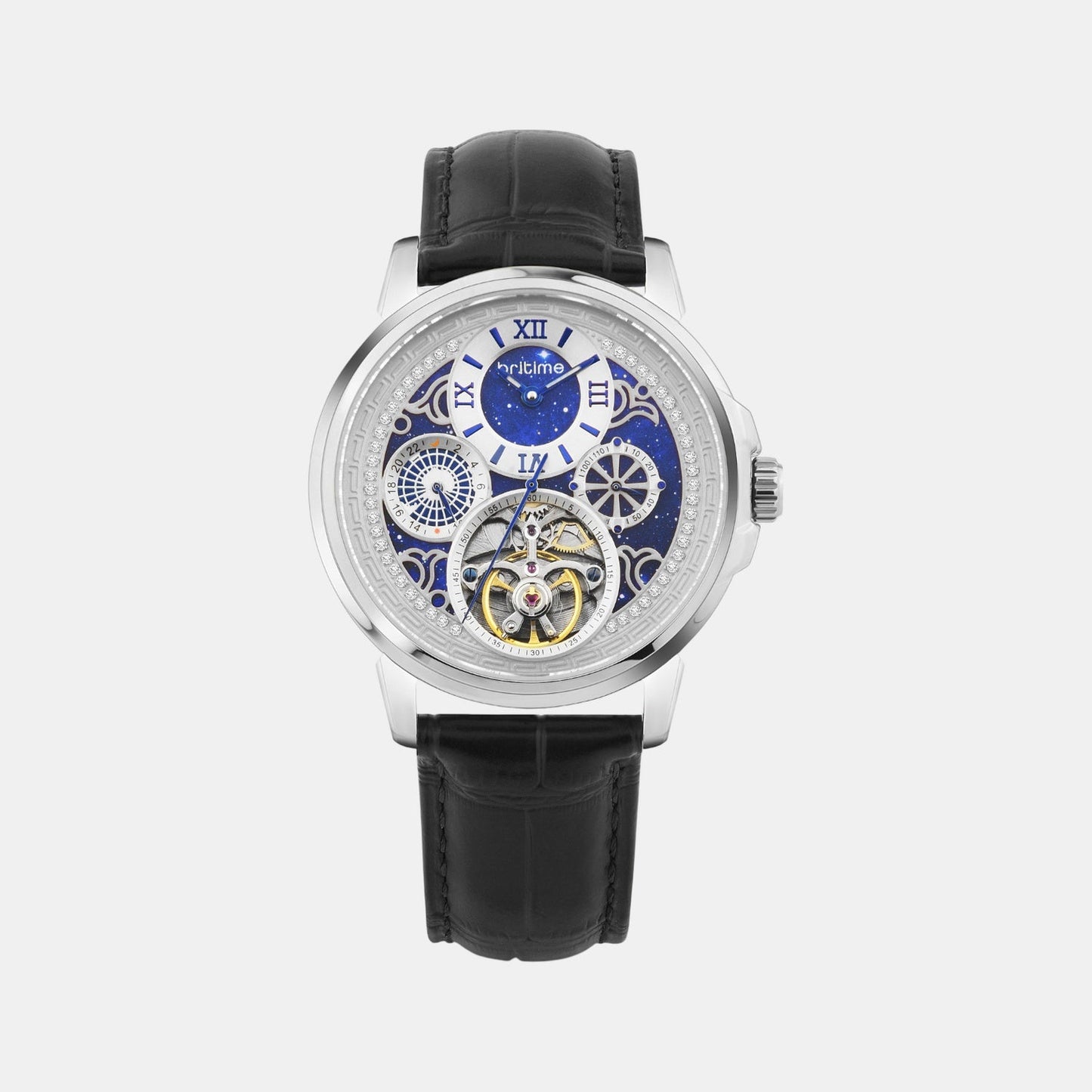 Aquatica Men Automatic Blue Dial Multi-Function Leather Watch 274-L10506
