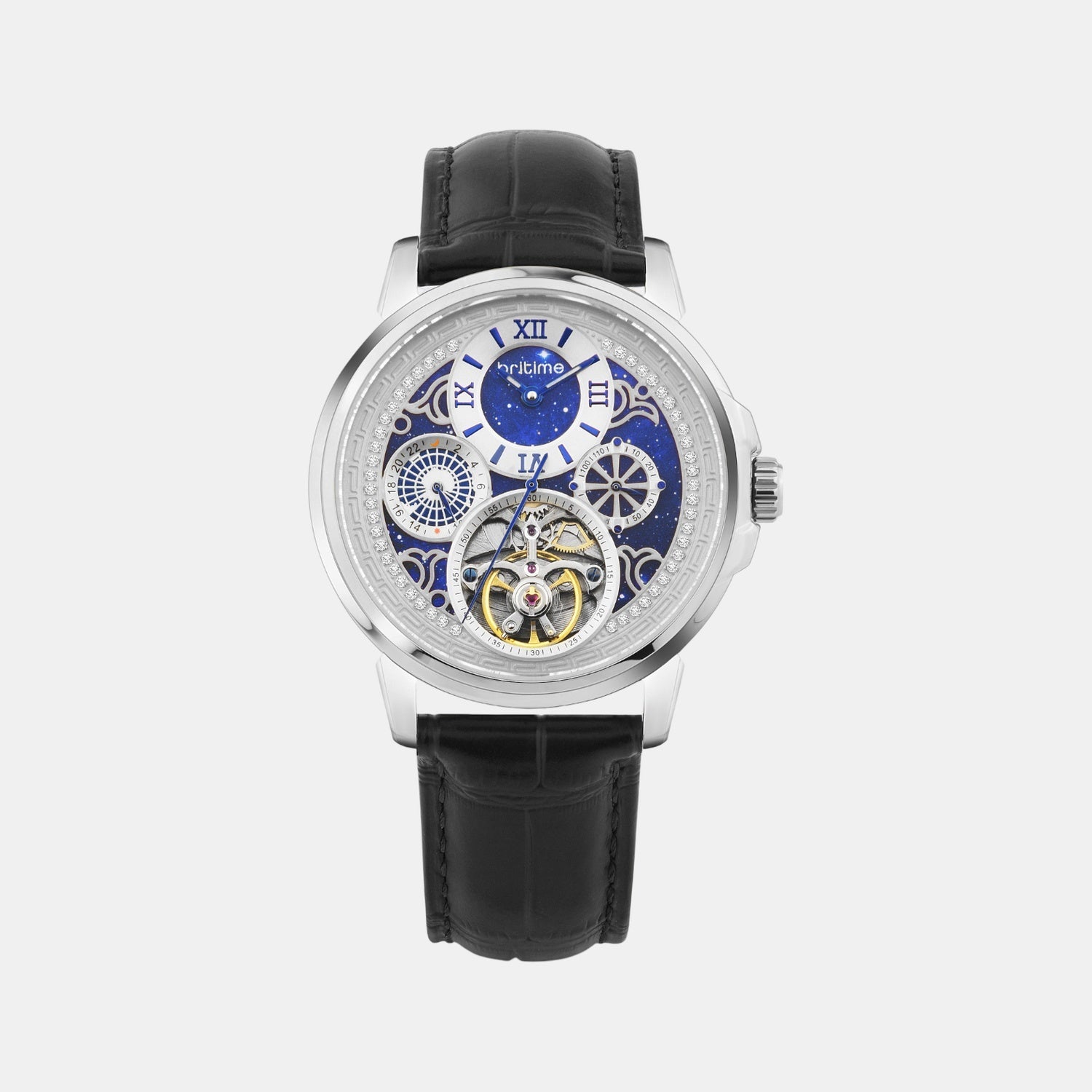 Aquatica Men Automatic Blue Dial Multi-Function Leather Watch 274-L10506