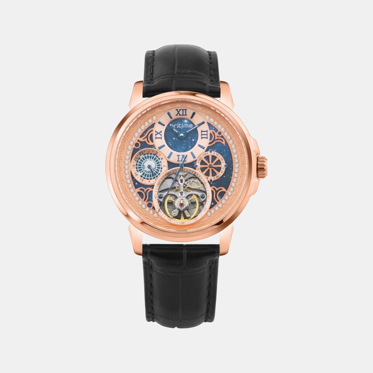 Aquatica Men Automatic Blue Dial Multi-Function Leather Watch 274-L30506