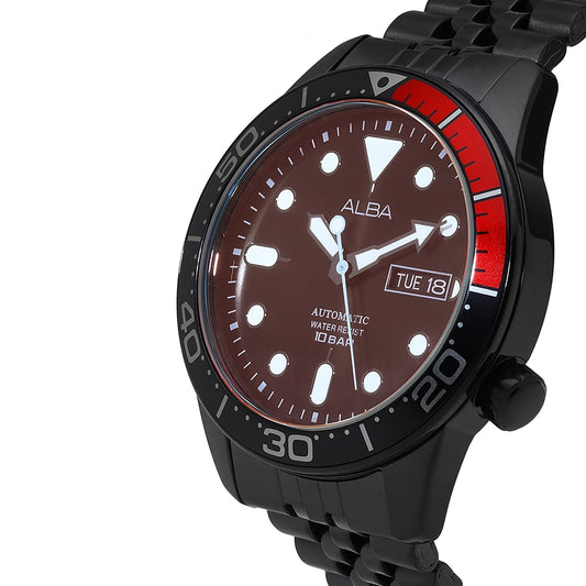 Alba AL4209X1 Black & Orange Gradation Dial Tokyo Neon Mechanical
