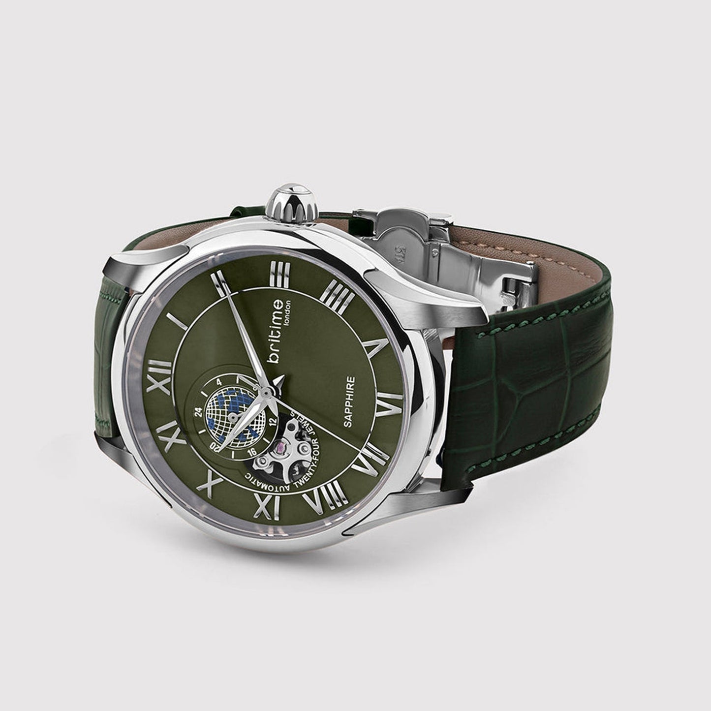 Windsor Men Automatic Green Dial Analog Leather Watch 318-L11412