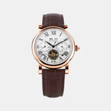 Motion Men Automatic Silver Dial Multi-Function Leather Watch 323-L30308