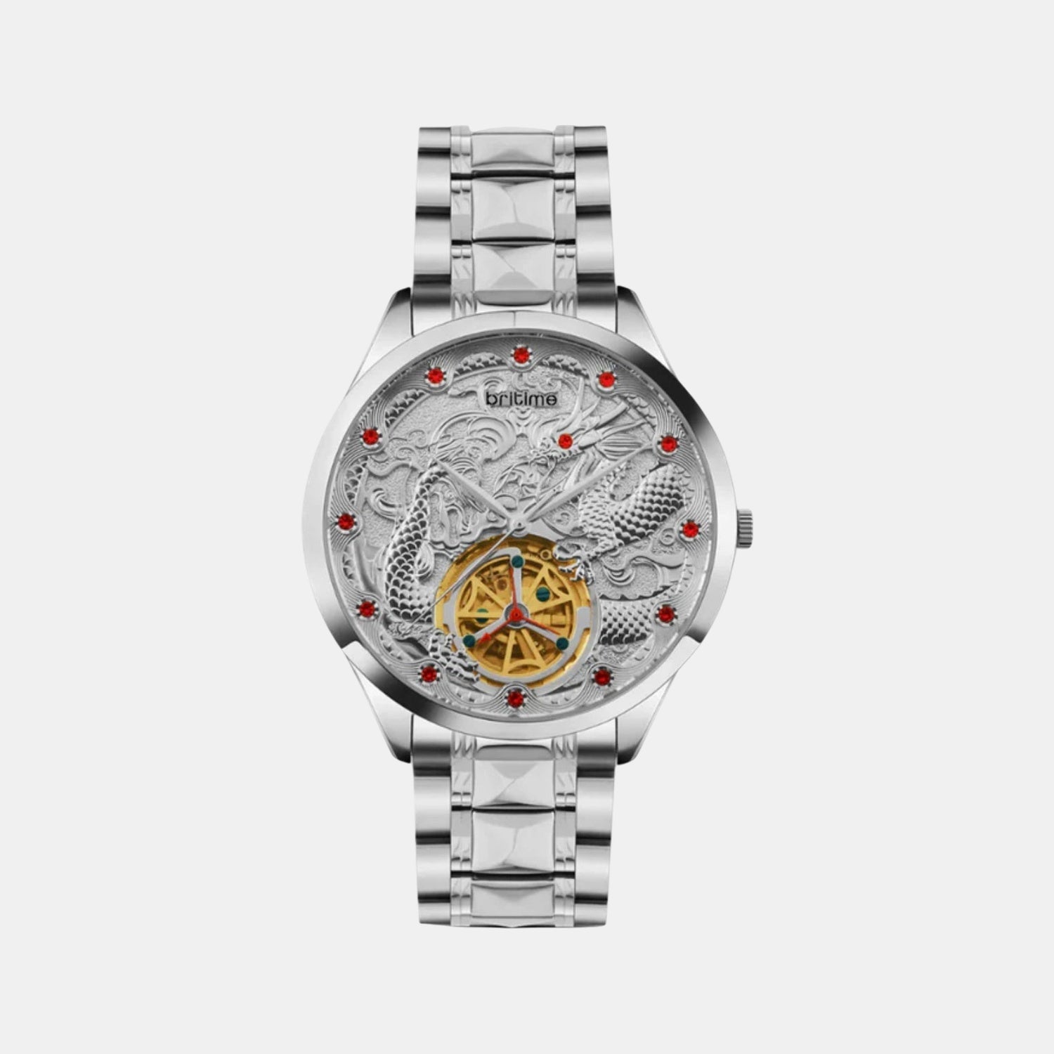 Men Automatic Silver Dial Analog Stainless Steel Watch 359-M10301