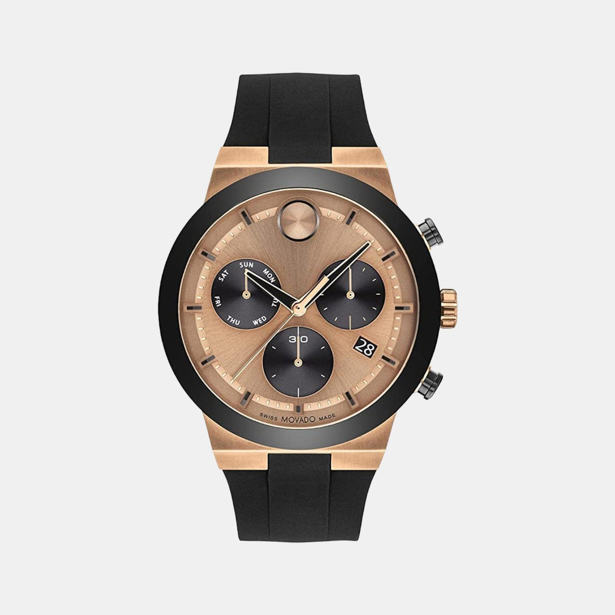 Bold Fusion Men Quartz Rose Gold Dial Chronograph Silicone Watch 3600854