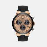 Bold Fusion Men Quartz Rose Gold Dial Chronograph Silicone Watch 3600854
