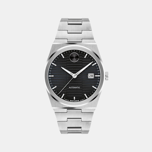 Bold Men Quartz Black Dial Analog Stainless Steel Watch 3600941