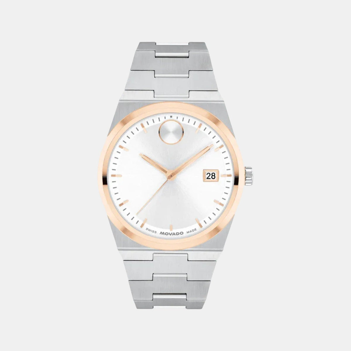 Bold Men Quartz White Dial Analog Stainless Steel Watch 3600972