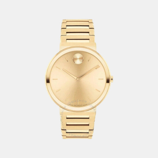 Bold Men Quartz Gold Dial Analog Stainless Steel Watch 3601081