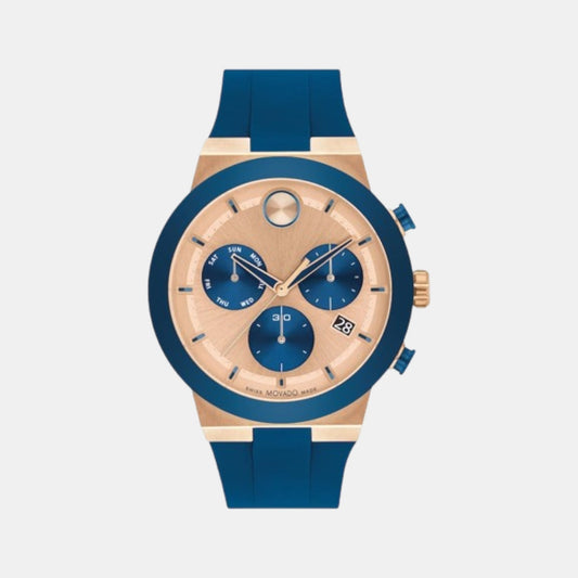 Bold Fusion Men Quartz Rose Gold Dial Chronograph Silicone Watch 3601139