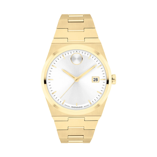 Movado Ladies' BOLD Quest Yellow IP White Dial 35mm Watch 3601187