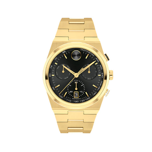 Movado Bold Men Quartz Black Dial Chronograph Stainless Steel Watch 3601198