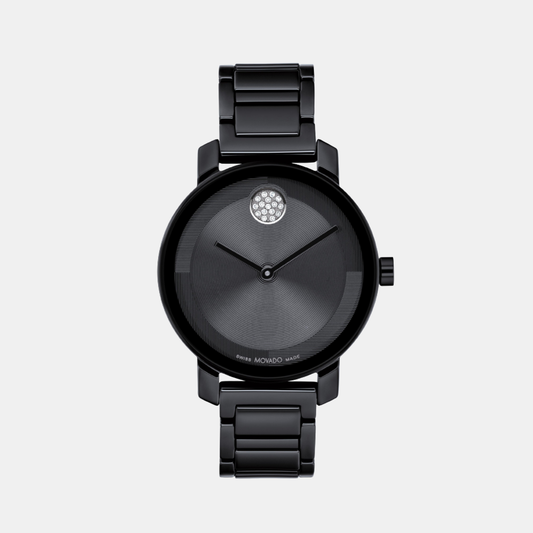 Bold Women Quartz Black Dial Analog Stainless Steel Watch 3601235