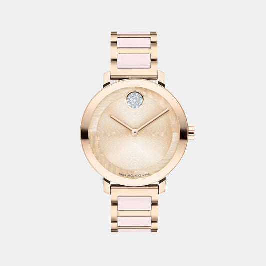 Bold Women Quartz Pink Dial Analog Stainless Steel Watch 3601237