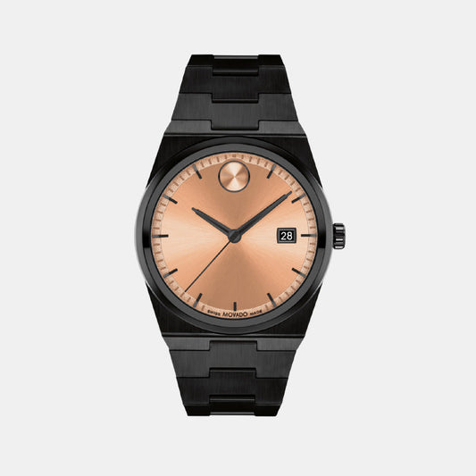 Bold Men Quartz Rose Gold Dial Analog Stainless Steel Watch 3601244