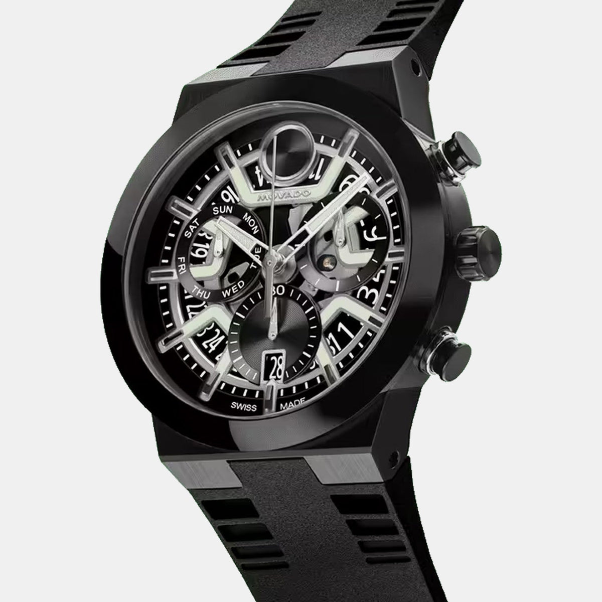 Bold Men Quartz Black Dial Chronograph Silicone Watch 3601284