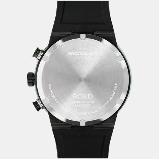 Bold Men Quartz Black Dial Chronograph Silicone Watch 3601284