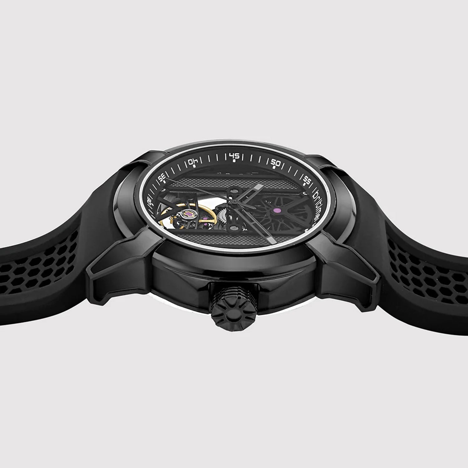 Quantum Men Automatic Grey Dial Analog Silicone Watch 395-P81506