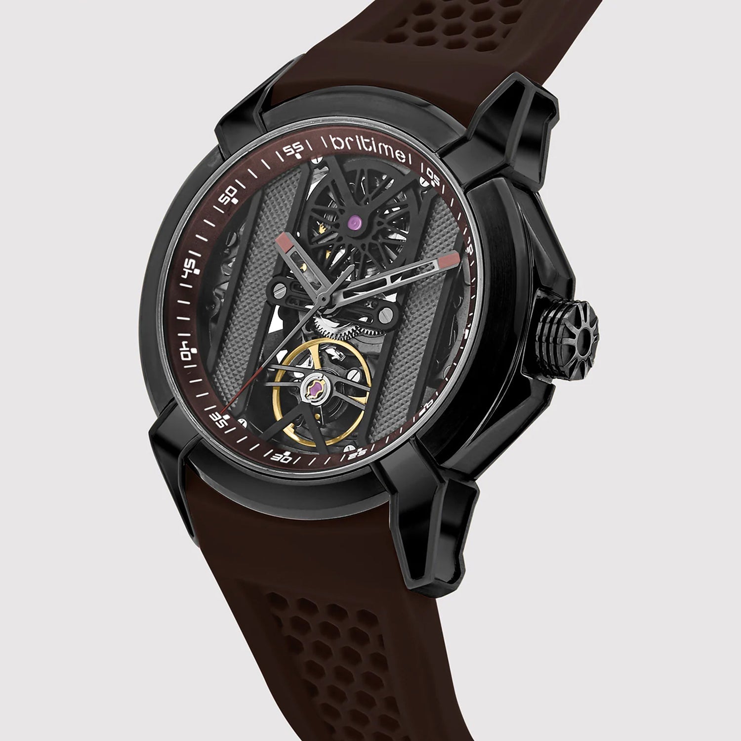 Quantum Men Automatic Grey Dial Analog Silicone Watch 395-P81515