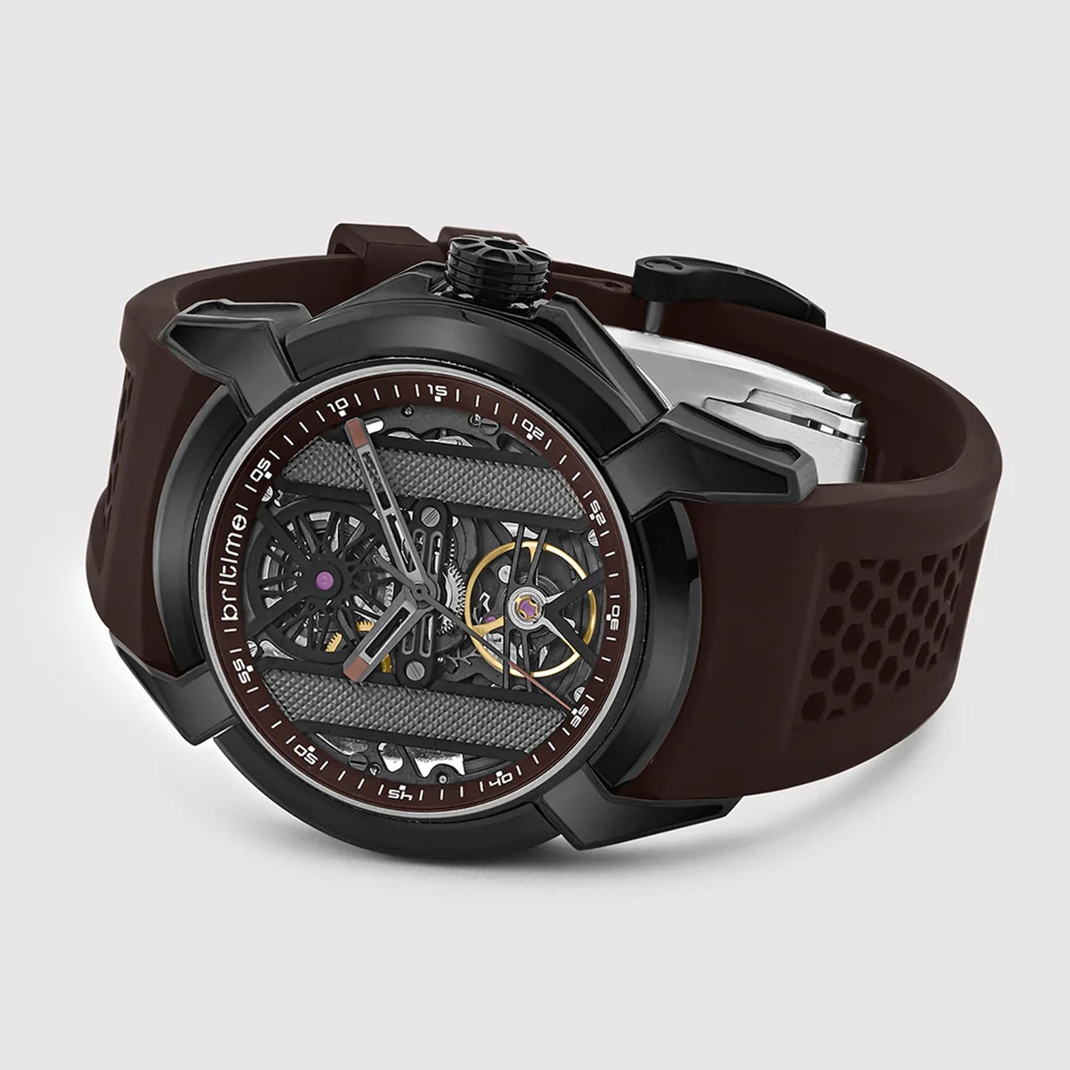 Quantum Men Automatic Grey Dial Analog Silicone Watch 395-P81515