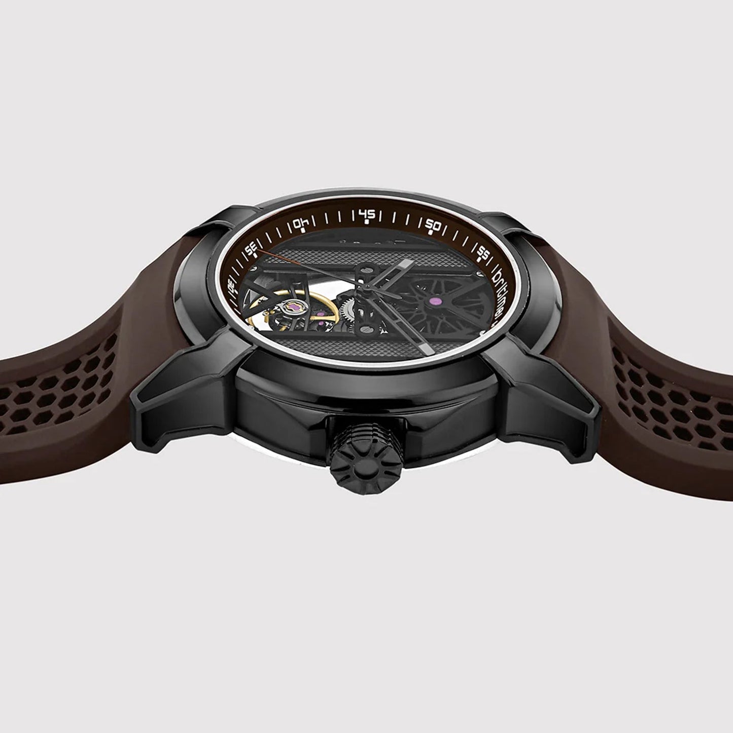 Quantum Men Automatic Grey Dial Analog Silicone Watch 395-P81515