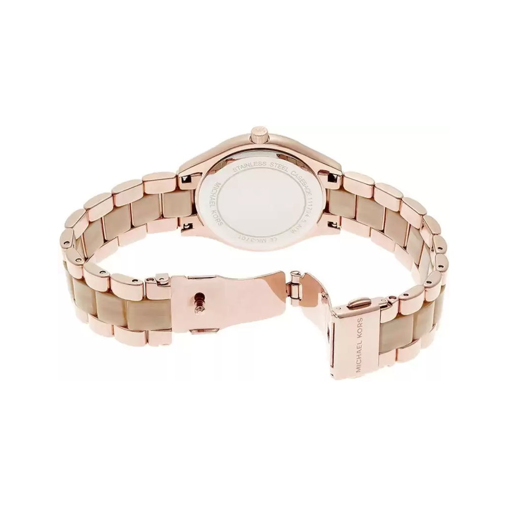 Michael Kors Mini Slim Runway Analog Rose Gold Dial Women's Watch-MK3701