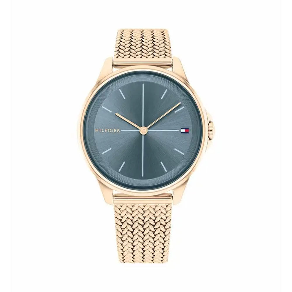Tommy Hilfiger Womens 35 Mm Delphine Blue Dial Metal Analogue Watch - TH1782356W