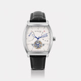 Emerion Men Automatic White Dial Multi-Function Leather Watch 465-L10306