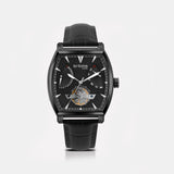 Emerion Men Automatic Black Dial Multi-Function Leather Watch 465-L80406