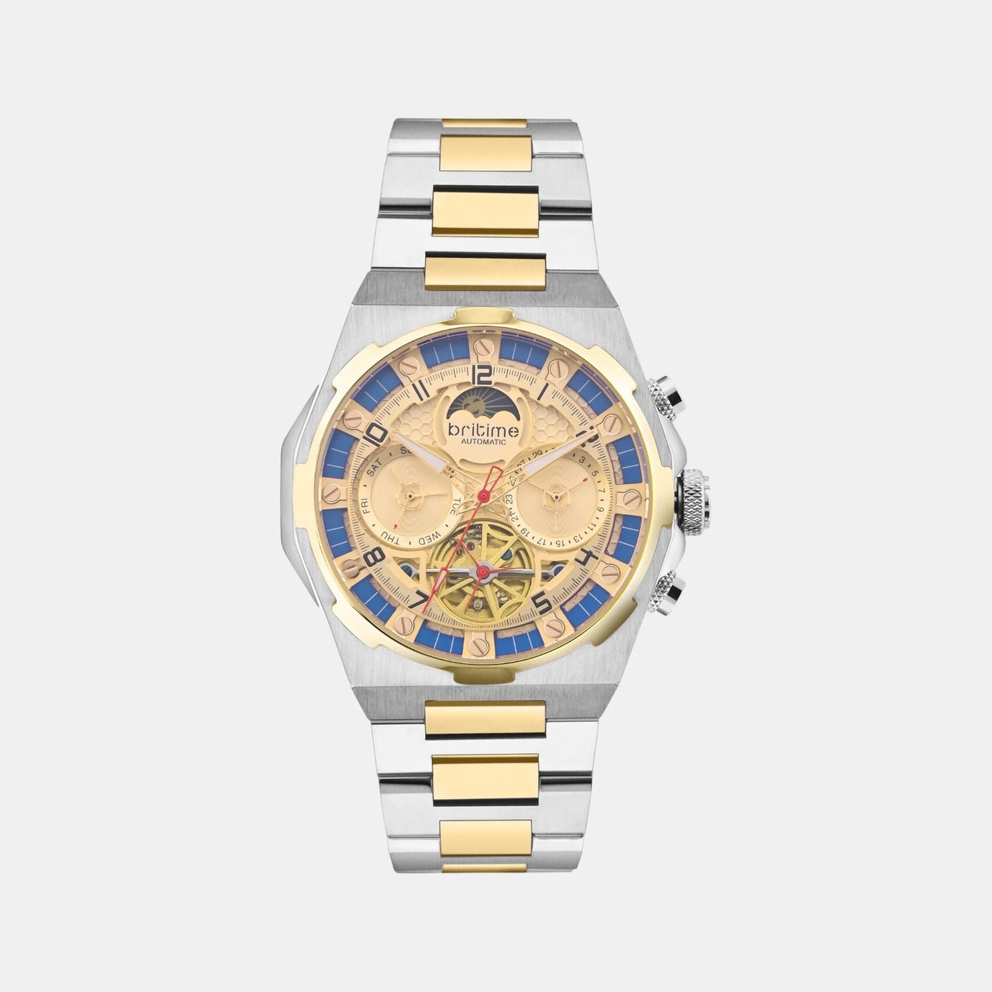 Taurus Men Automatic Champagne Dial Multi-Function Stainless Steel Watch 489-M20804